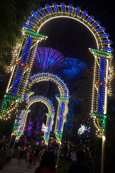 Luminaire arches leading to Supertree Grove